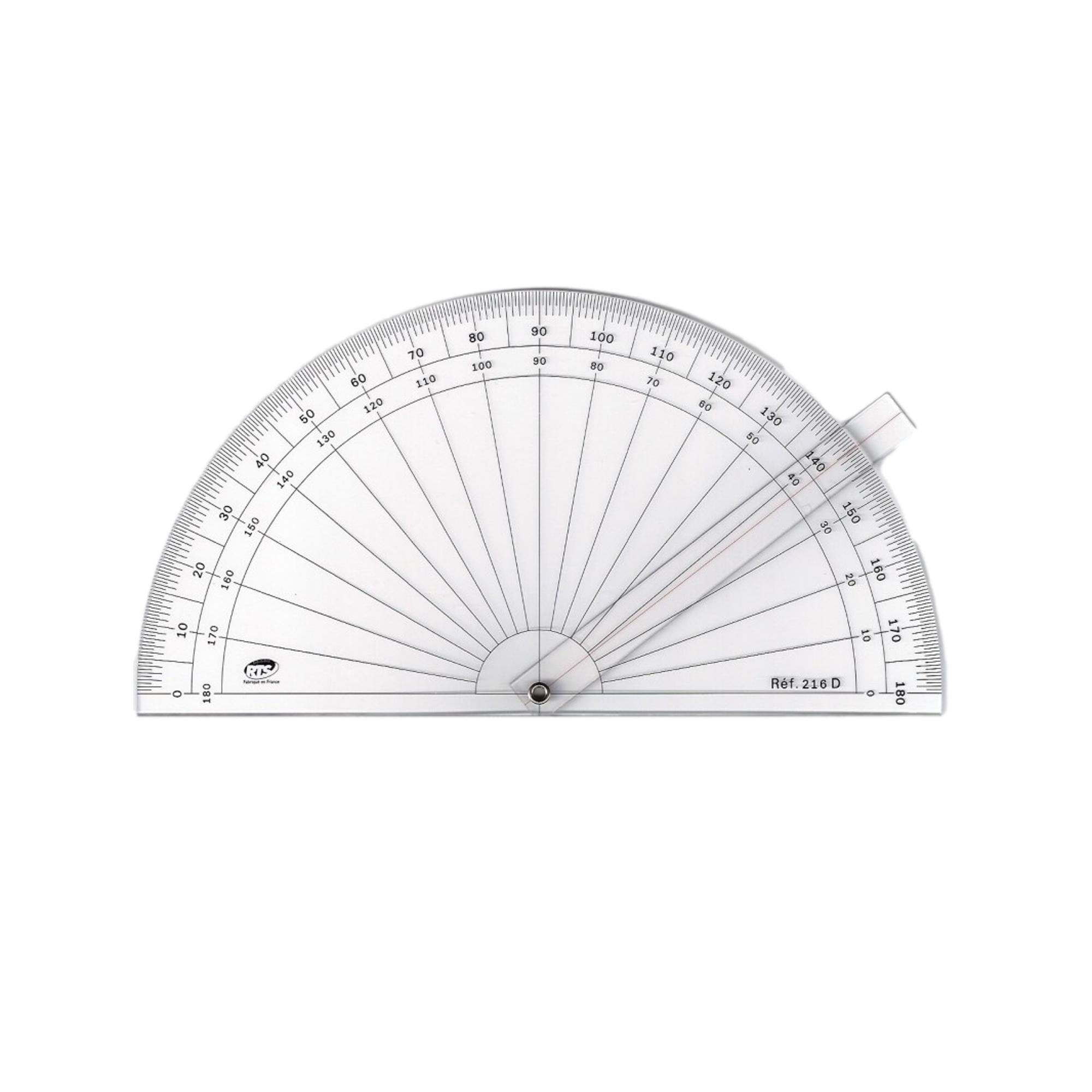 Rapporteur d'axe 180° - 16cm