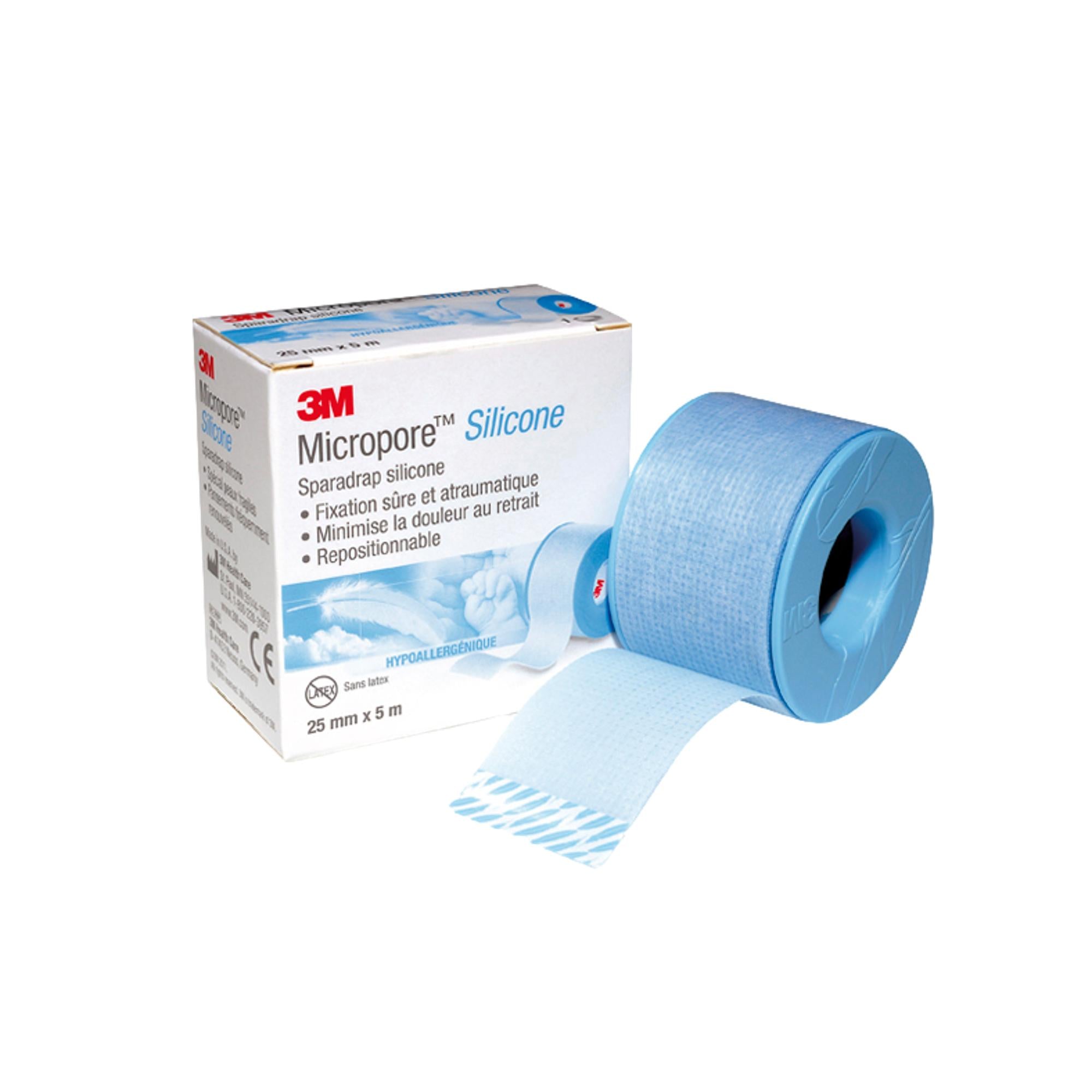 3M Sparadrap Micropore en silicone - 2,5 cm x 5 m - 1 pièce - 3M