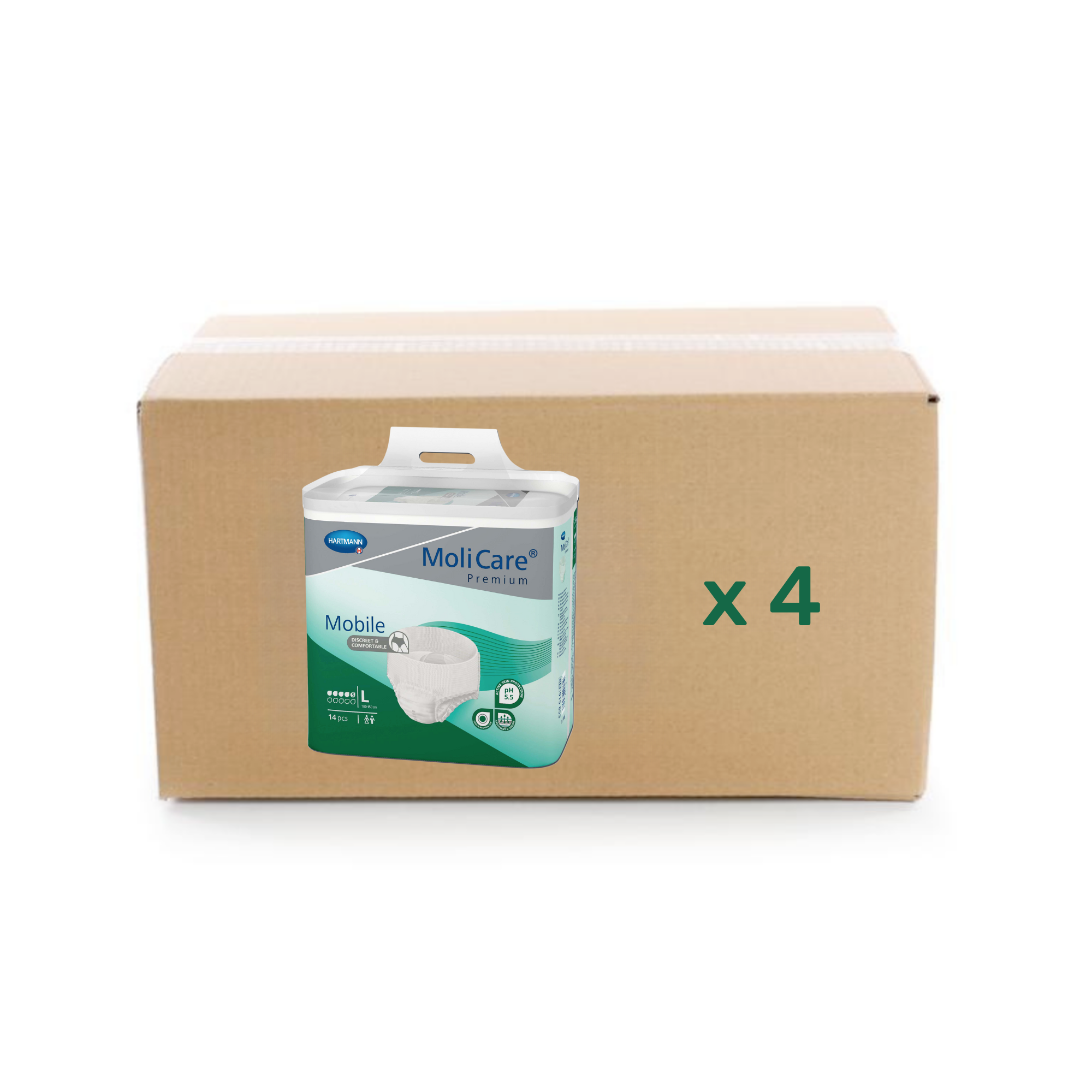 Slip Molicare Premium Mobile - 5 gouttes - L - carton 4x14U - Hartmann