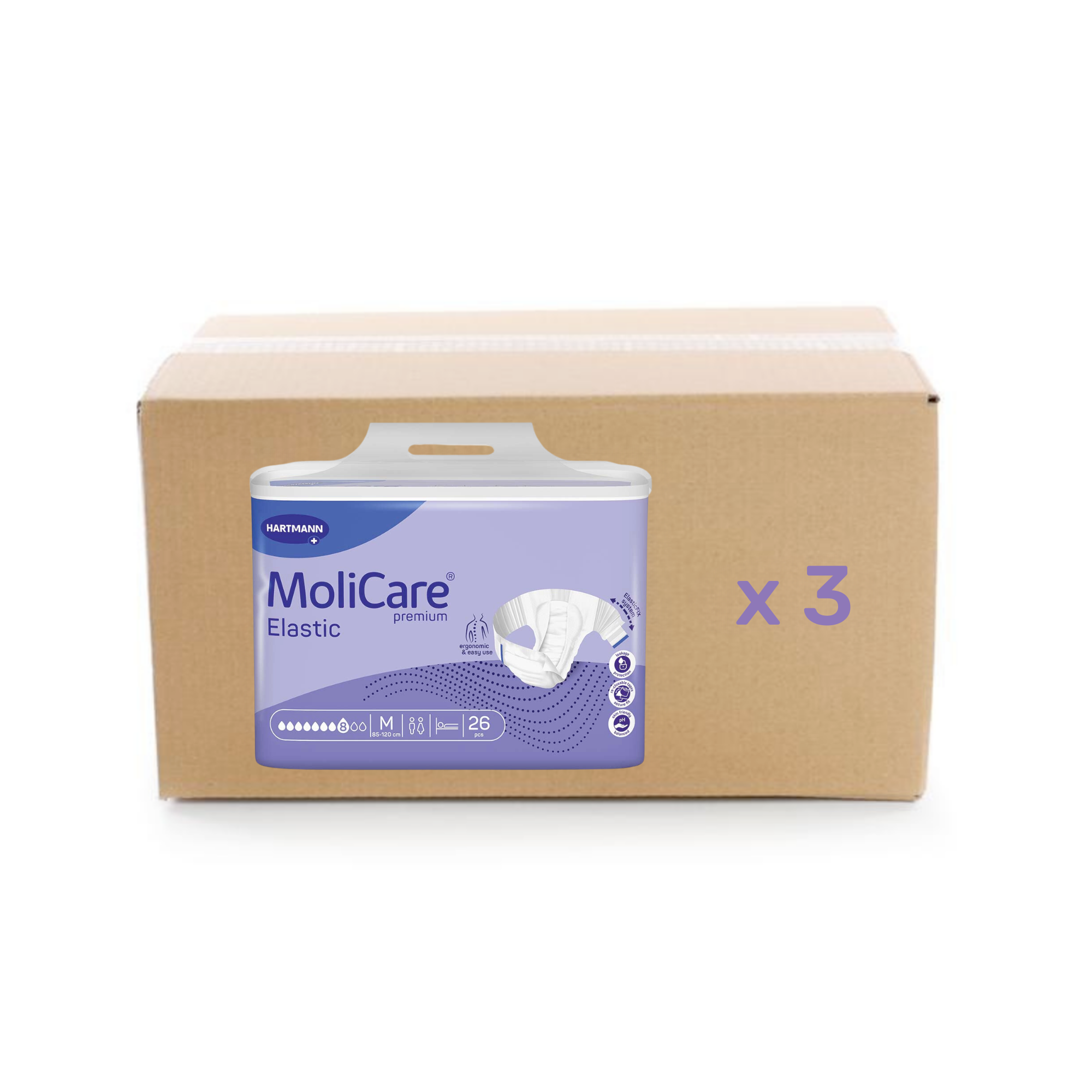 Change Molicare Premium Elastic - 8 gouttes - M - Hartmann - carton 3x26U