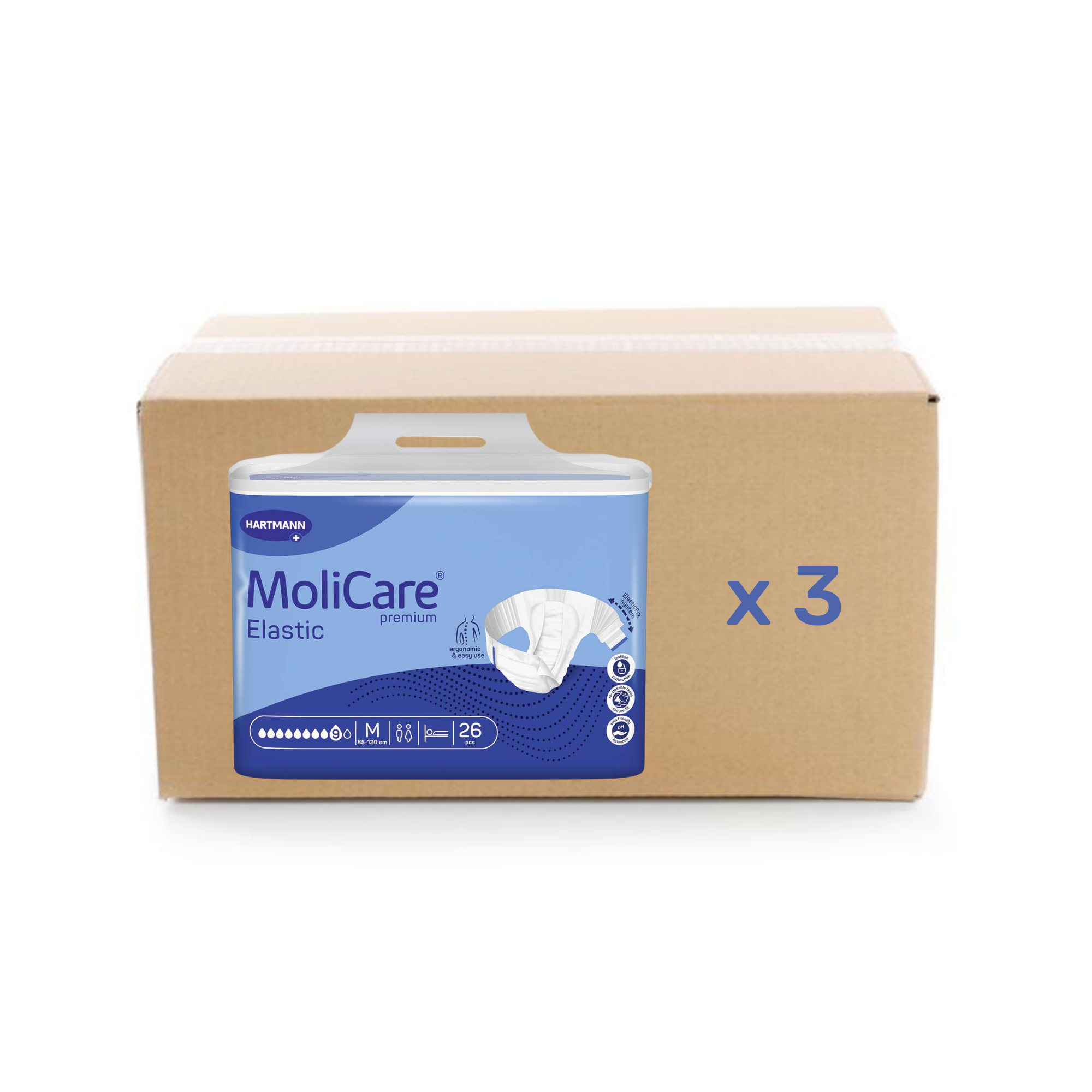 Change Molicare Premium Elastic - 9 gouttes - M - Hartmann - carton 3x26U